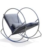 CAPRERA Gartenschaukelstuhl aus Textilen und grauem Edelstahl - 70x120x110 cm