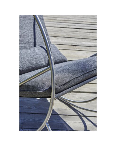 CAPRERA Gartenschaukelstuhl aus Textilen und grauem Edelstahl - 70x120x110 cm
