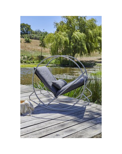 CAPRERA Gartenschaukelstuhl aus Textilen und grauem Edelstahl - 70x120x110 cm