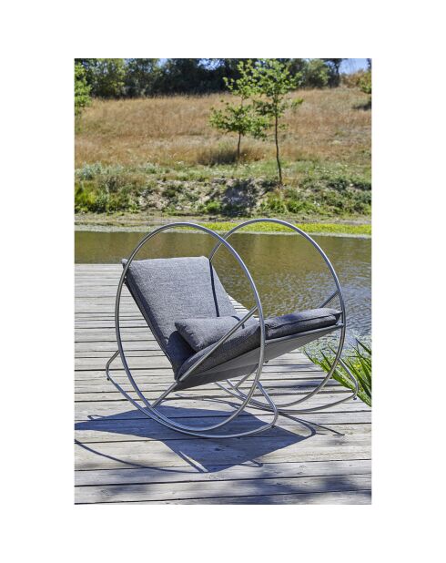 CAPRERA Gartenschaukelstuhl aus Textilen und grauem Edelstahl - 70x120x110 cm