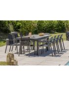 Gartenset VENISE-TB250 Tisch mit Verlängerung + 10 stapelbare ALU-MIAMI-FT Sessel Anthrazitgrau