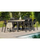 Gartenset VENISE-TB200 Tisch + 8 Sessel ALU-MIAMI-FT stapelbar Anthrazitgrau