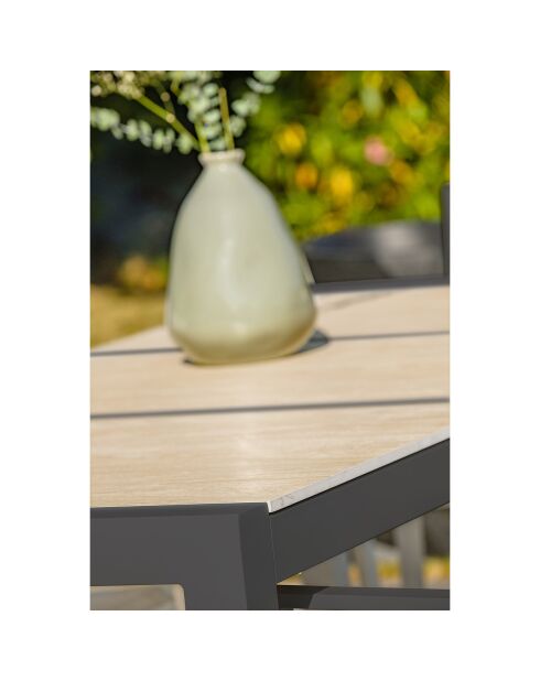 Gartenset VENISE-TB200 Tisch + 6 Sessel ALU-MIAMI-FT stapelbar Anthrazitgrau