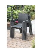 Gartenset VENISE-TB200 Tisch + 6 Sessel ALU-MIAMI-FT stapelbar Anthrazitgrau