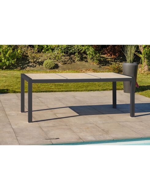 Gartenset VENISE-TB200 Tisch + 6 Sessel ALU-MIAMI-FT stapelbar Anthrazitgrau