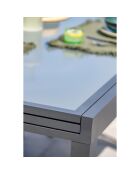 Gartentisch Toledo aus Aluminium und Glasplatte mit anthrazitgrauer Verlängerung - 135/270x90x75 cm