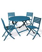 Gartenset MARIUS-TB110-CANARD Klapptisch + 4 MARIUS-CP-CANARD Klappstühle in Entenblau
