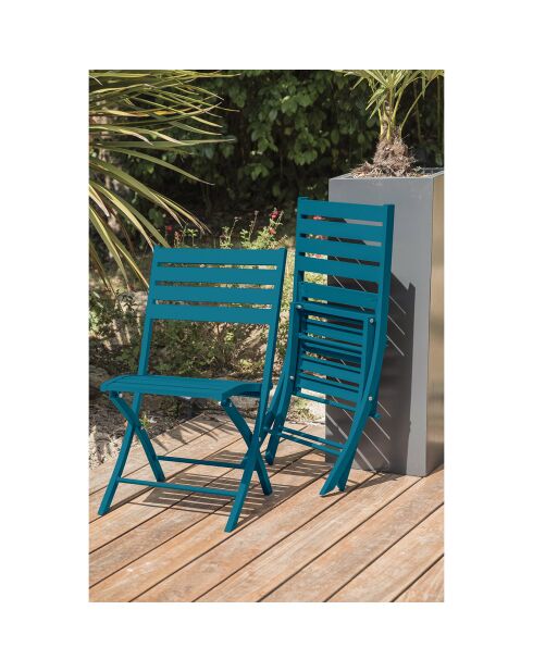 Gartenset MARIUS-TB110-CANARD Klapptisch + 4 MARIUS-CP-CANARD Klappstühle in Entenblau