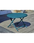 Gartenset MARIUS-TB110-CANARD Klapptisch + 4 MARIUS-CP-CANARD Klappstühle in Entenblau