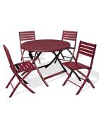 Gartenset MARIUS-TB110-CARMIN Klapptisch + 4 MARIUS-CP-CARMIN Klappstühle, karminrot