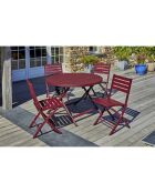 Gartenset MARIUS-TB110-CARMIN Klapptisch + 4 MARIUS-CP-CARMIN Klappstühle, karminrot