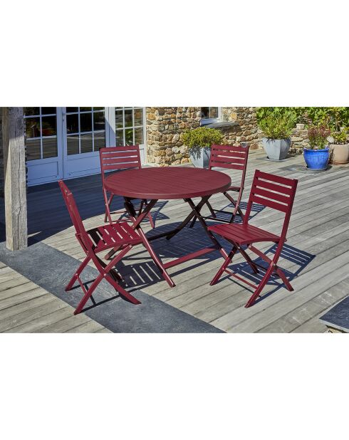 Gartenset MARIUS-TB110-CARMIN Klapptisch + 4 MARIUS-CP-CARMIN Klappstühle, karminrot