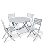 MARIUS-TB110-GRIS Klappgartentisch + 4 MARIUS-CP-GRIS zusammenklappbare graue Stühle