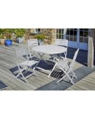 MARIUS-TB110-GRIS Klappgartentisch + 4 MARIUS-CP-GRIS zusammenklappbare graue Stühle