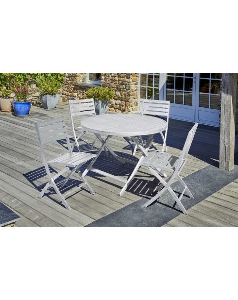 MARIUS-TB110-GRIS Klappgartentisch + 4 MARIUS-CP-GRIS zusammenklappbare graue Stühle