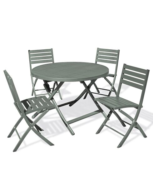 Gartenset MARIUS-TB110-KAKI Klapptisch + 4 MARIUS-CP-KAKI Klappstühle in Khaki