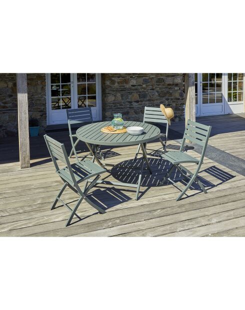 Gartenset MARIUS-TB110-KAKI Klapptisch + 4 MARIUS-CP-KAKI Klappstühle in Khaki