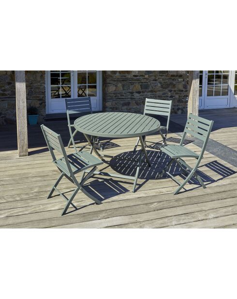 Gartenset MARIUS-TB110-KAKI Klapptisch + 4 MARIUS-CP-KAKI Klappstühle in Khaki