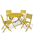 Gartenset MARIUS-TB110-MOUTARD Klapptisch + 4 MARIUS-CP-MOUTARD Klappstühle senfgelb
