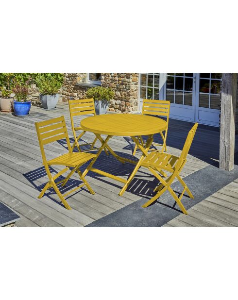 Gartenset MARIUS-TB110-MOUTARD Klapptisch + 4 MARIUS-CP-MOUTARD Klappstühle senfgelb