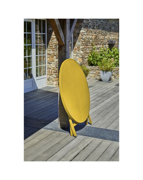 Klappbarer Gartentisch Marius aus senfgelbem Aluminium - D.110x73 cm
