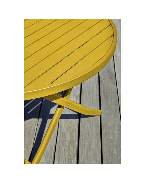 Klappbarer Gartentisch Marius aus senfgelbem Aluminium - D.110x73 cm