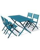 Gartenset MARIUS-TB140-CANARD Klapptisch + 4 MARIUS-CP-CANARD Klappstühle in Entenblau