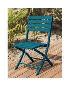 Gartenset MARIUS-TB140-CANARD Klapptisch + 4 MARIUS-CP-CANARD Klappstühle in Entenblau