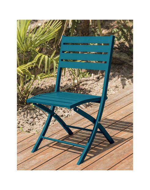 Gartenset MARIUS-TB140-CANARD Klapptisch + 4 MARIUS-CP-CANARD Klappstühle in Entenblau