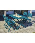 Gartenset MARIUS-TB140-CANARD Klapptisch + 4 MARIUS-CP-CANARD Klappstühle in Entenblau