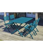 Gartenset MARIUS-TB140-CANARD Klapptisch + 4 MARIUS-CP-CANARD Klappstühle in Entenblau