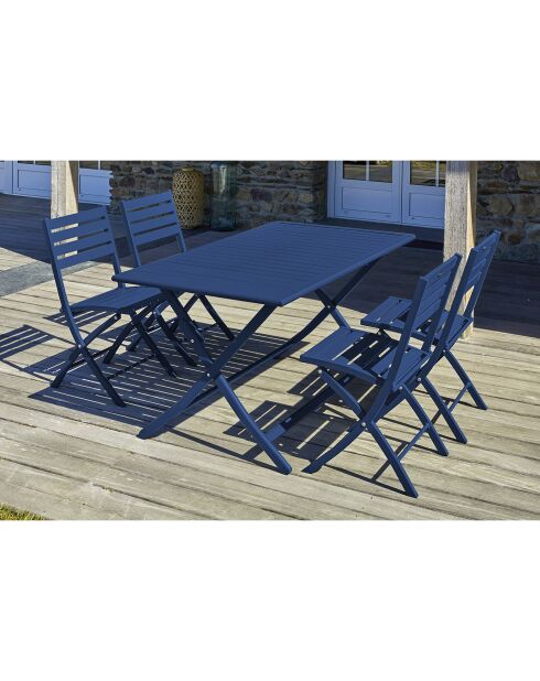 Gartenset MARIUS-TB140-MARINE Klapptisch + 4 MARIUS-CP-MARINE Klappstühle mitternachtsblau