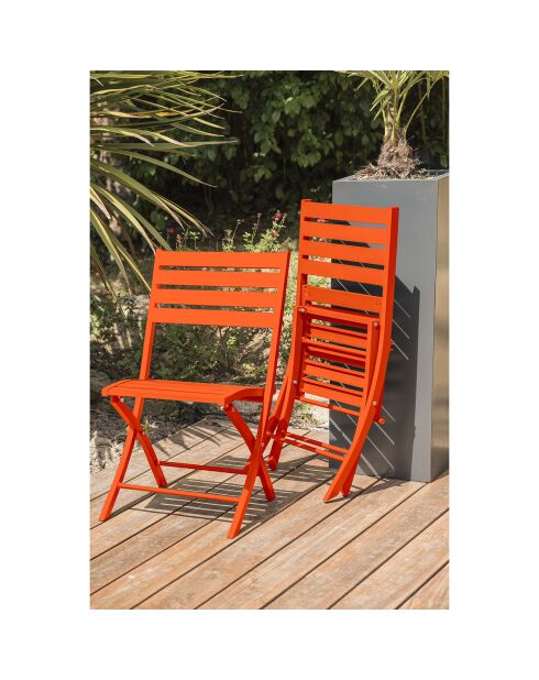 Gartenset MARIUS-TB140-ORANGE Klapptisch + 4 MARIUS-CP-ORANGE Klappstühle