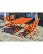 Gartenset MARIUS-TB140-ORANGE Klapptisch + 4 MARIUS-CP-ORANGE Klappstühle