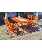 Gartenset MARIUS-TB140-ORANGE Klapptisch + 4 MARIUS-CP-ORANGE Klappstühle