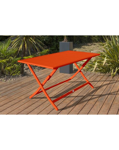 Klappbarer Gartentisch Marius aus orangefarbenem Aluminium - 140x80x73 cm