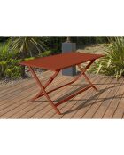 MARIUS-TB140-TERRA Gartenklapptisch + 4 MARIUS-CP-TERRA Terrakotta-Klappstühle