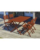MARIUS-TB140-TERRA Gartenklapptisch + 4 MARIUS-CP-TERRA Terrakotta-Klappstühle