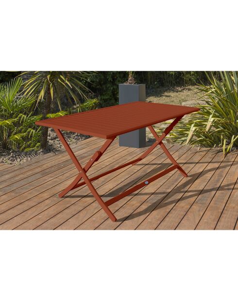 Marius opvouwbare tuintafel in terracotta aluminium - 140x80x73 cm
