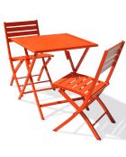 Gartenset MARIUS-TB70-ORANGE Klapptisch + 2 MARIUS-CP-ORANGE Klappstühle in Orange
