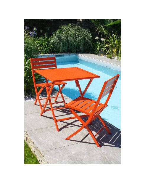 Gartenset MARIUS-TB70-ORANGE Klapptisch + 2 MARIUS-CP-ORANGE Klappstühle in Orange
