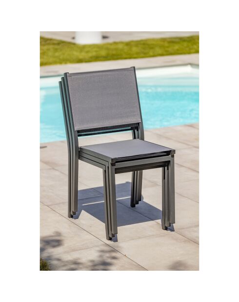 2 TOLEDE-CH stapelbare antracietgrijze tuinstoelen - 48x56x87 cm