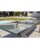 Ensemble de jardin Table TOLEDE-TB300-NOIR avec rallonge +  8 fauteuils TOLEDE-FT empilables gris anthracite