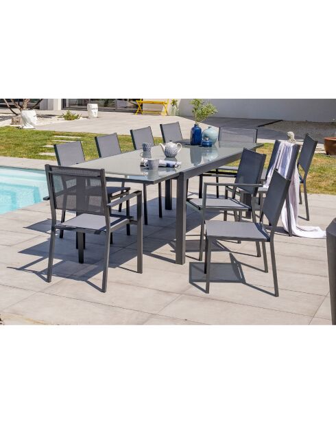 Gartenset Tisch TOLEDE 10 Personen Anthrazitgrau