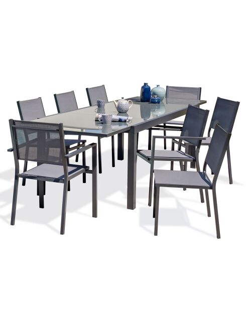 Gartenset TOLEDE Tisch 8 Personen Anthrazitgrau