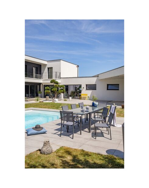 Gartenset TOLEDE Tisch 8 Personen Anthrazitgrau