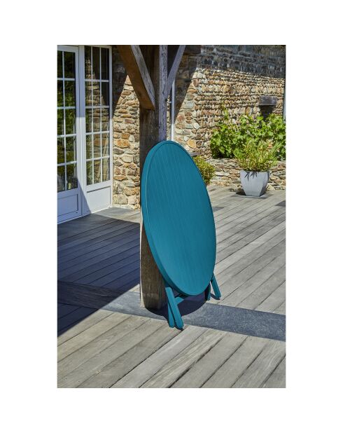 Marius opvouwbare tuintafel in eendenblauw aluminium - D.110x73 cm