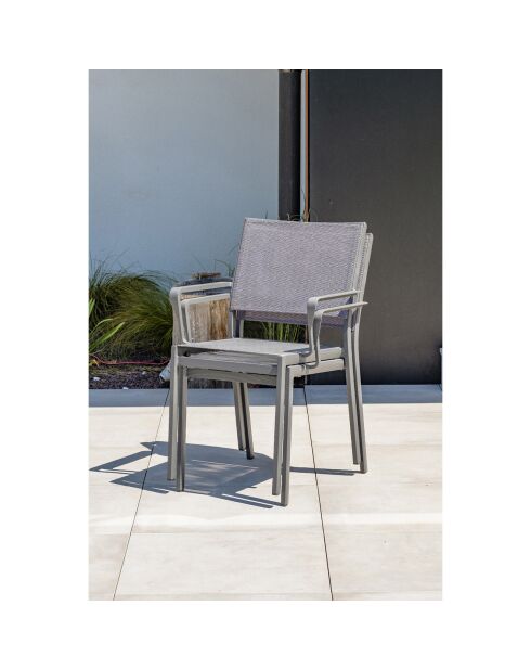 Gartenset STOCKHOLM-TB300-CER Tisch mit Verlängerung + 8 stapelbare STOCKHOLM-CH Stühle Anthrazitgrau