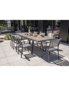 Gartenset STOCKHOLM-TB300-CER Tisch mit Verlängerung + 8 stapelbare STOCKHOLM-CH Stühle Anthrazitgrau