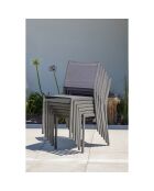 Gartenset STOCKHOLM-TB300-ALU Tisch mit Verlängerung + 8 stapelbare STOCKHOLM-CH Stühle Anthrazitgrau